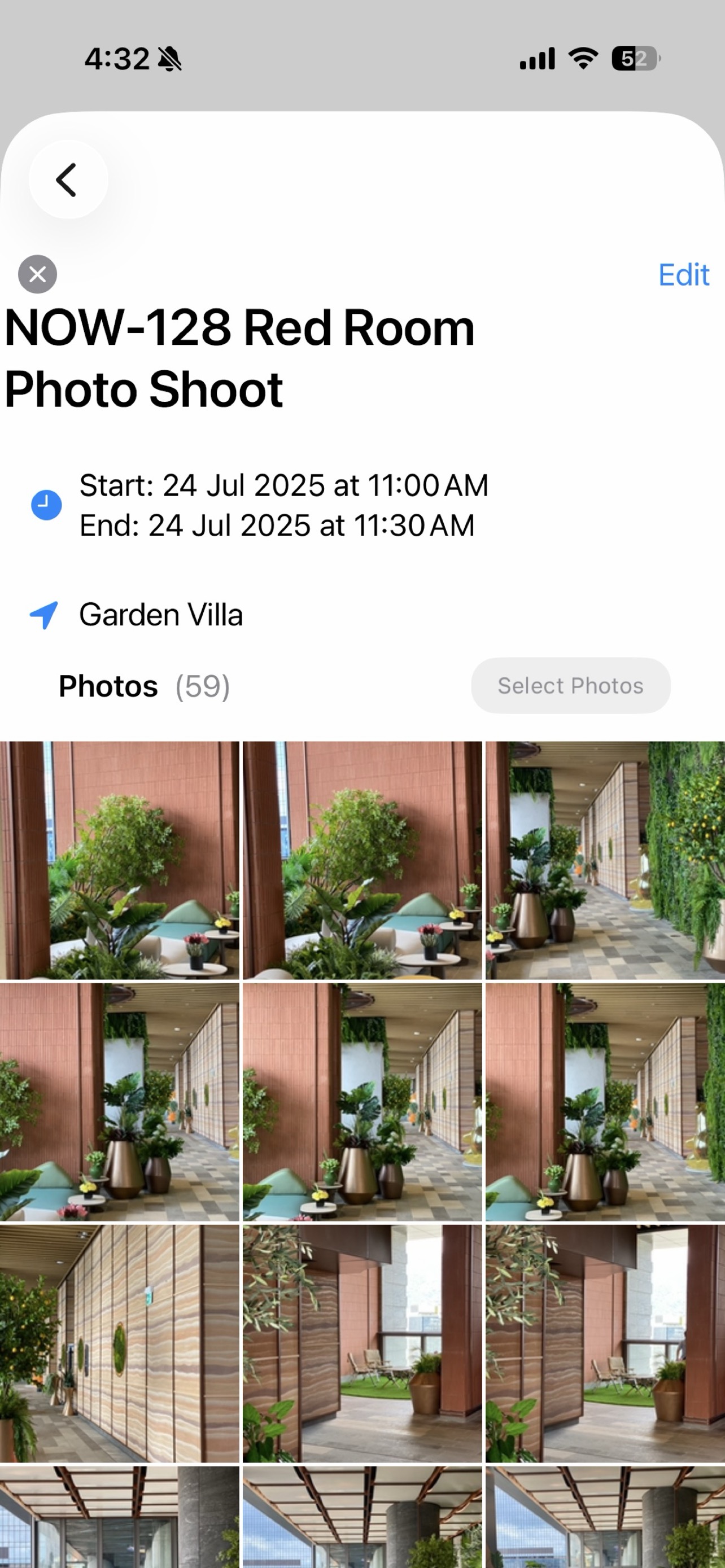 Weekly view with event photos